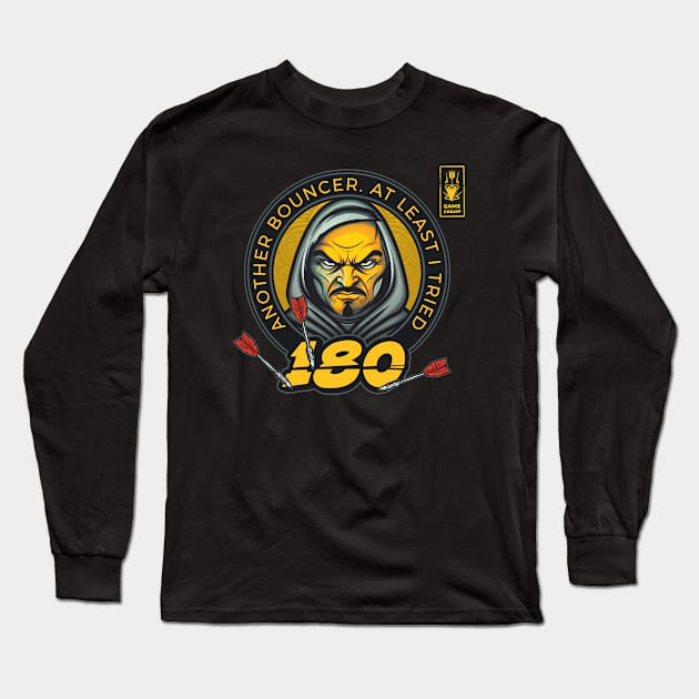 Dart 180 Onehundredandeigthy Bouncer Yellow Player Long Sleeve T-Shirt by Adam Brooq